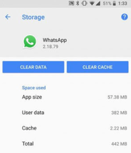 clear WhatsApp cache
