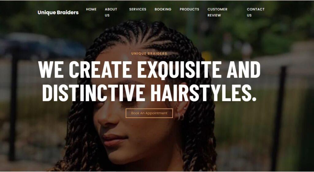 style unique hair website preview